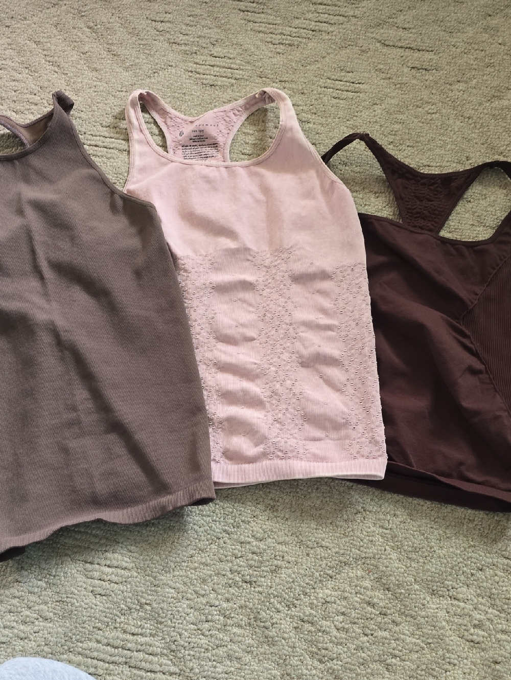 FP Movement by Free People Pink Lace-Panel Racerback Tank Lot Of 3